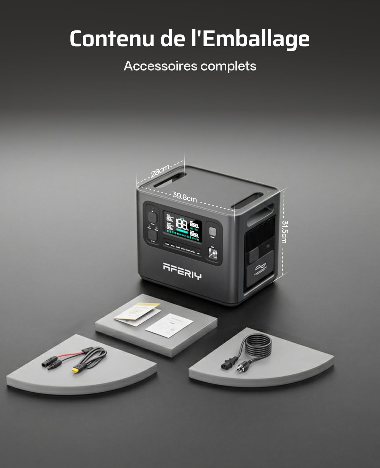 AFERIY P280 Station Electrique Portable 2800W, Batterie Nomade 2048Wh Extensible à 10,24kWh, Recharge Rapide 1,5H, 220V-240V, Generateur Electrique pour Usage Domestique/Camping-car/Panne de Courant