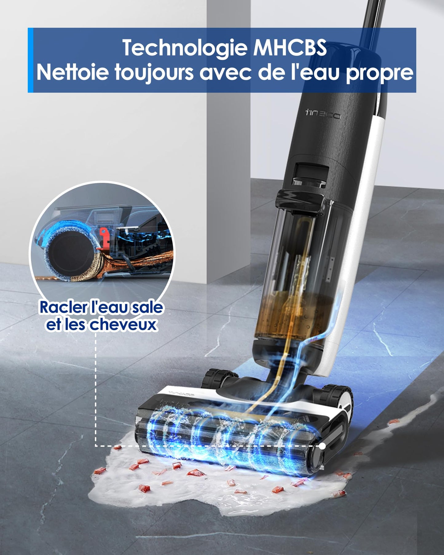 Tineco Floor One S7 Pro Aspirateur Laveur, SmoothPower, Éclairage LED