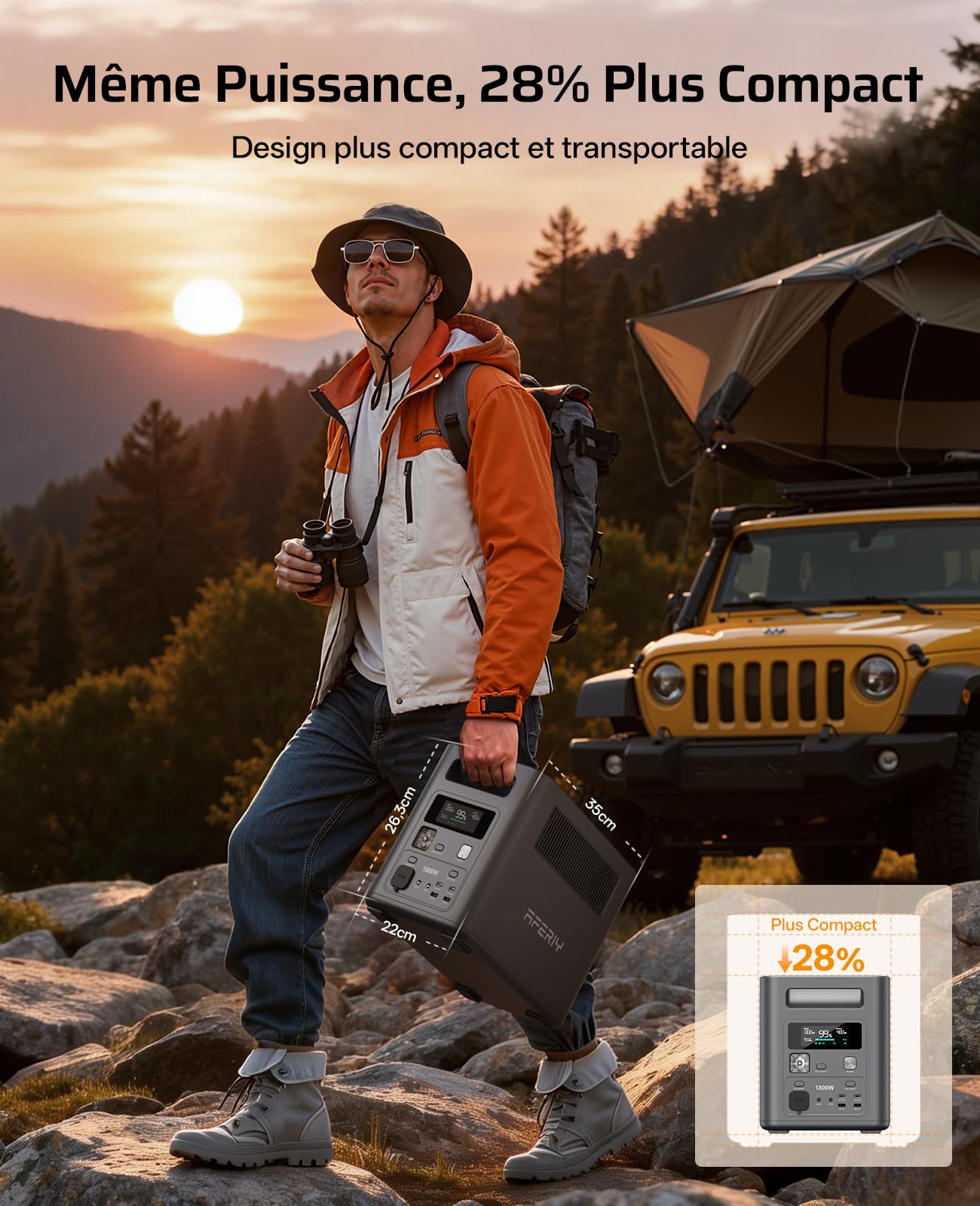 AFERIY 1800W 1024Wh Station Électrique Portable, P180 Générateur Électrique Solaire, Recharge Rapide 0-90% en 60 Min, 220V-240V, Batterie Nomade LiFePO4 avec UPS, BMS, pour Camping, Routier, Vacances
