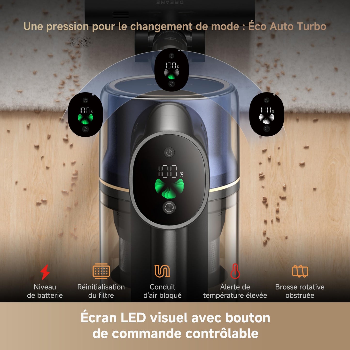 dreame R20 Pro-A Aspirateur Balai sans Fil, 26 000 PA/200AW,Papliable à 90°