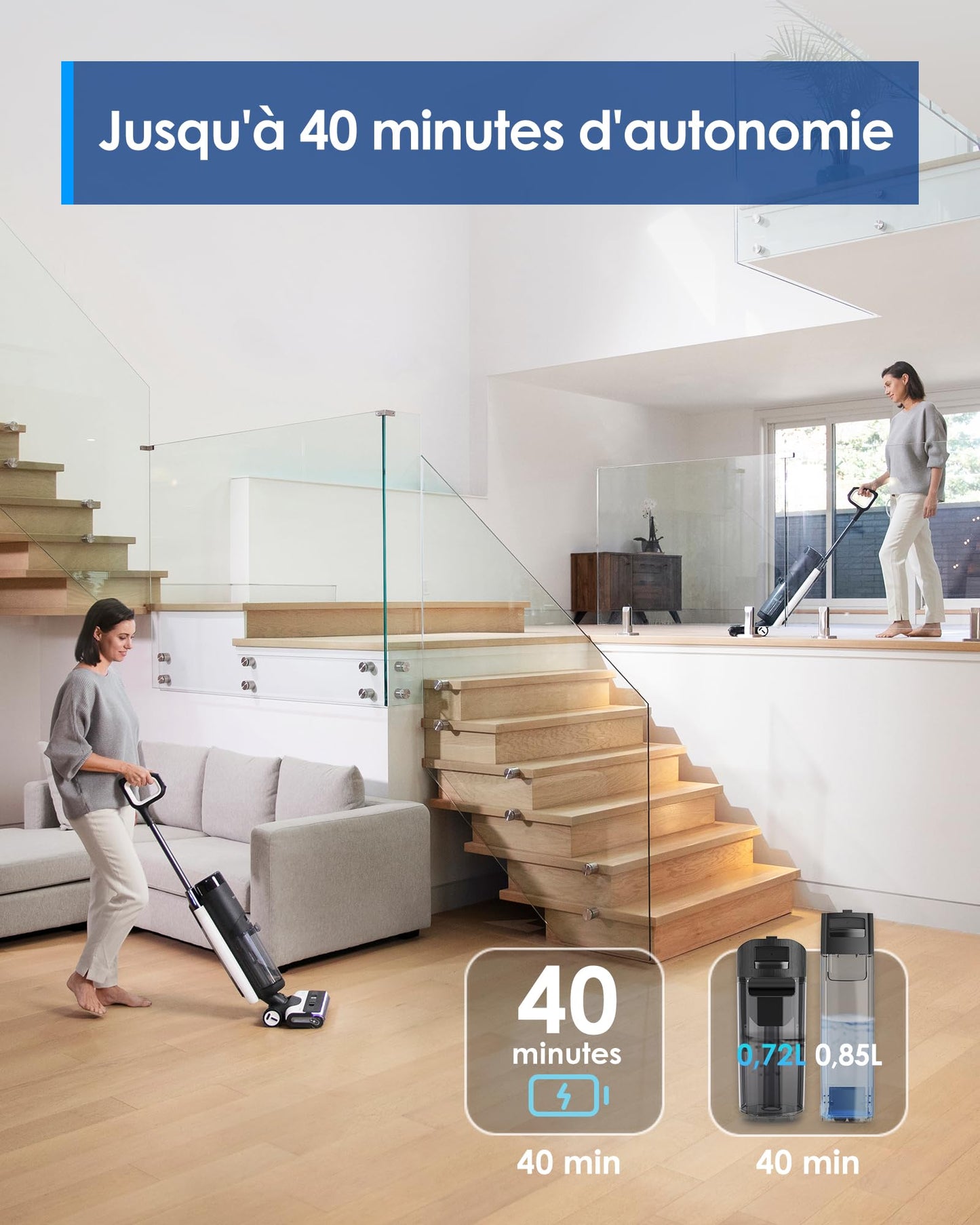 Tineco Floor One S7 Pro Aspirateur Laveur, SmoothPower, Éclairage LED