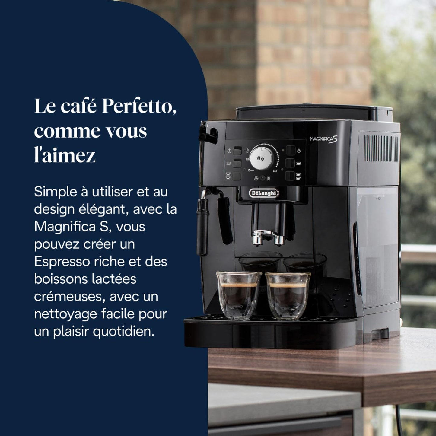 De’Longhi Magnifica S - Perfetto Machine à Café Automatique avec Mousseur à Lait Manuel, Machine à Espresso et Cappuccino, Panneau de Commande avec Boutons, Noir (ECAM11.112.B)