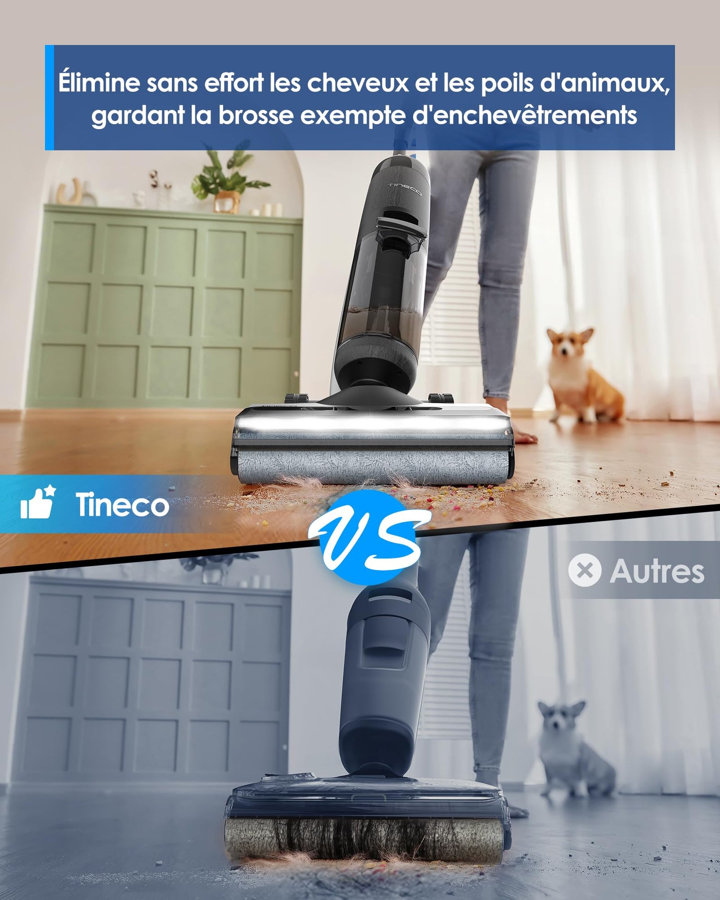 Tineco Floor One S7 Pro Aspirateur Laveur, SmoothPower, Éclairage LED