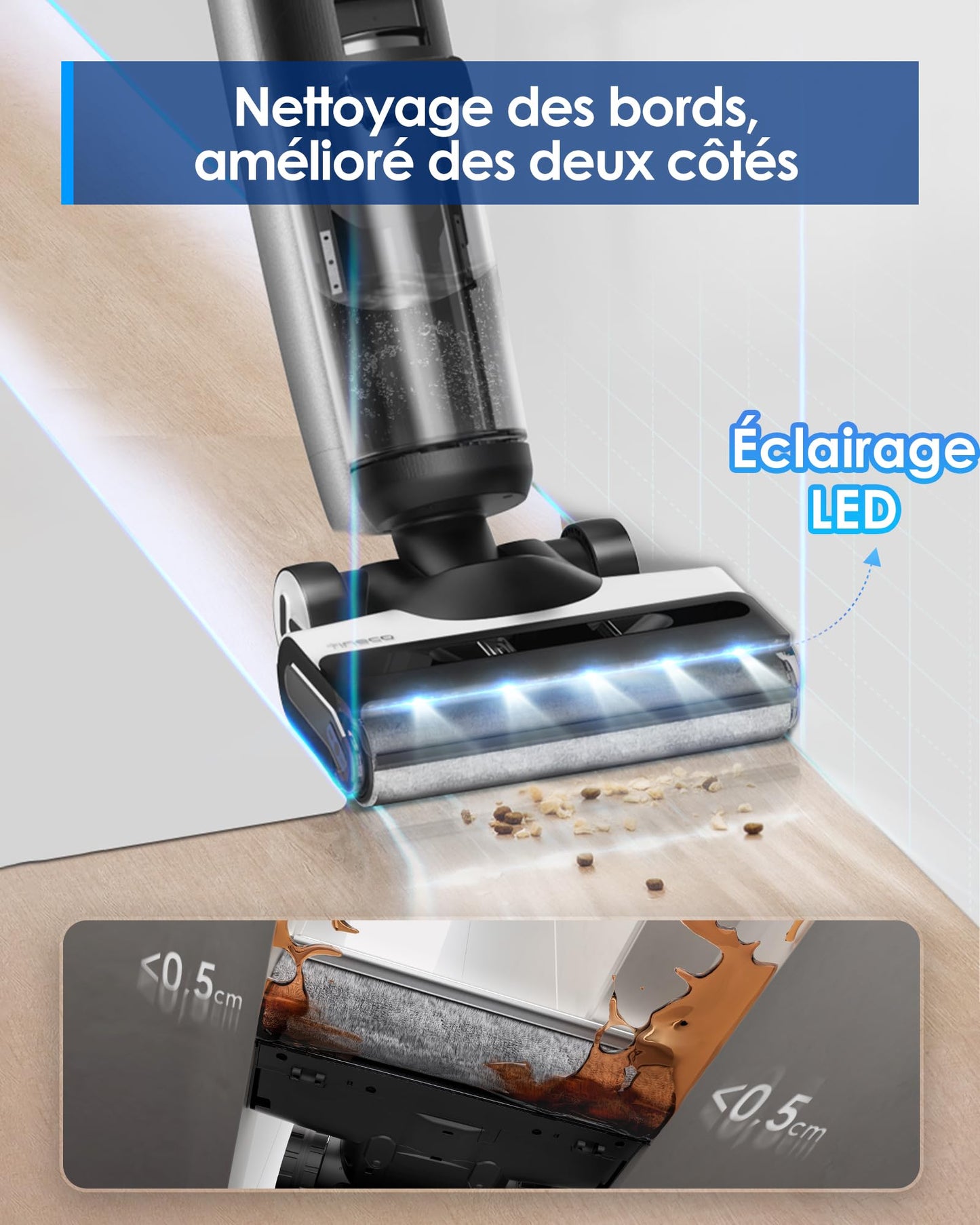 Tineco Floor One S7 Pro Aspirateur Laveur, SmoothPower, Éclairage LED