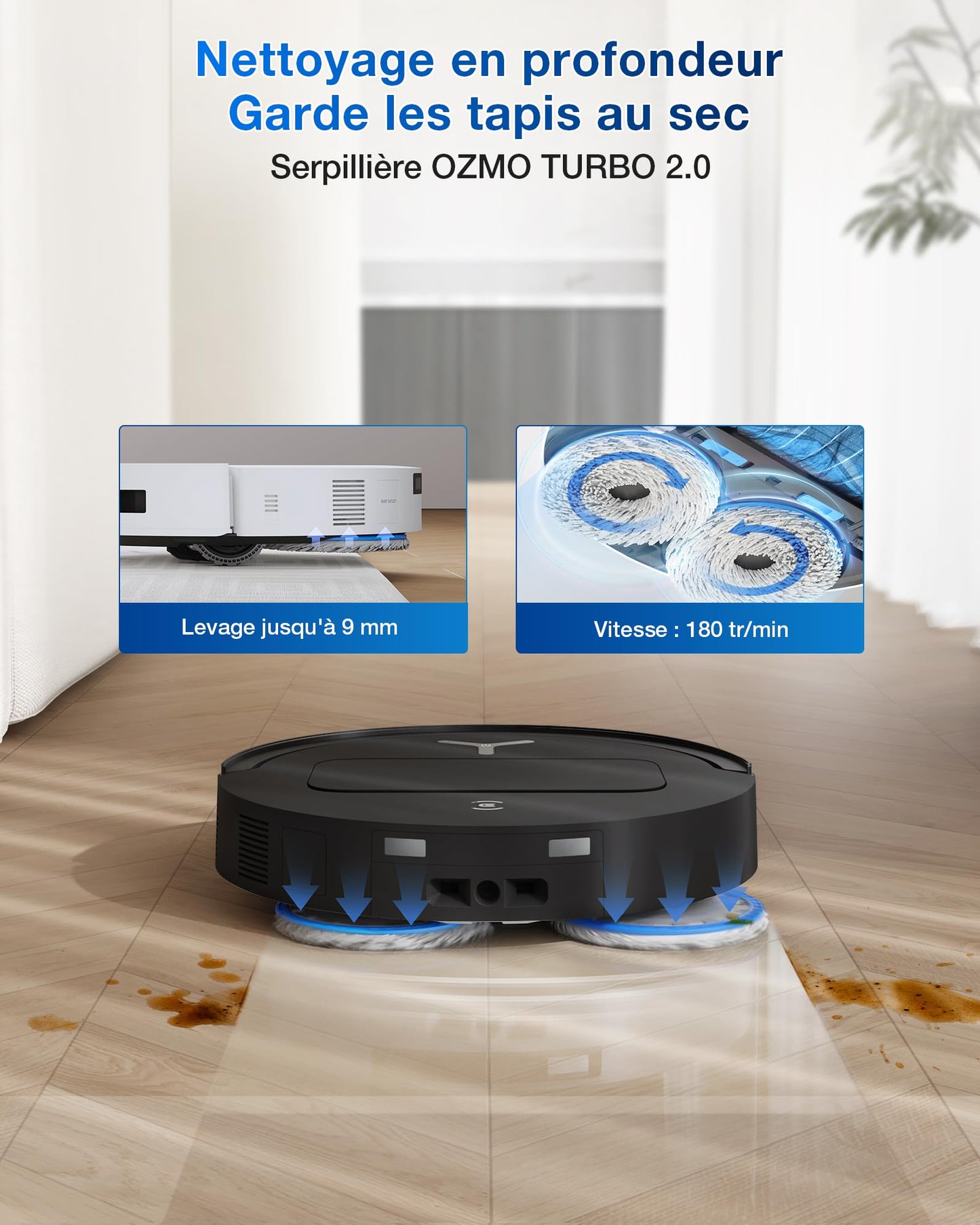 ECOVACS T50 Omni GEN2 Robot Aspirateur Laveur 21000Pa Extensible AIVI 81mm