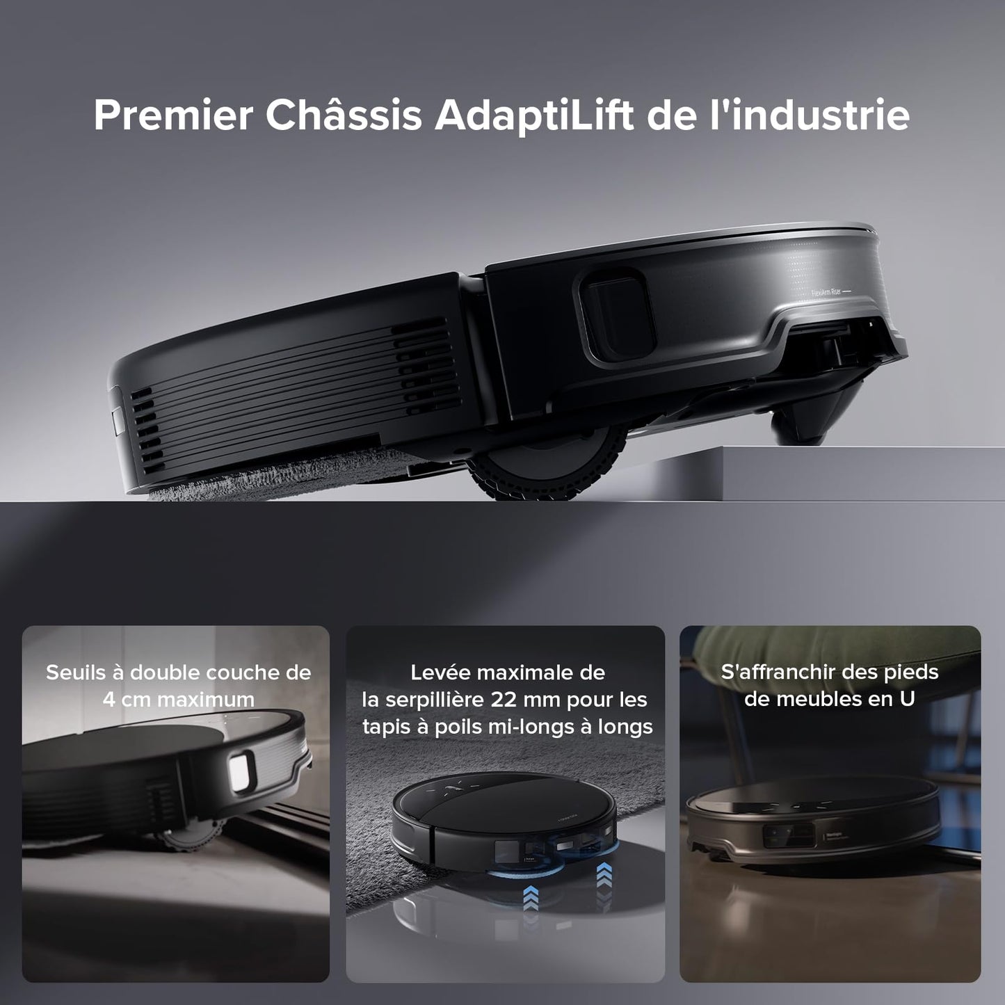 roborock Saros 10R Set Robot Aspirateur 22000Pa, Triple Anti-Enchevêtrement