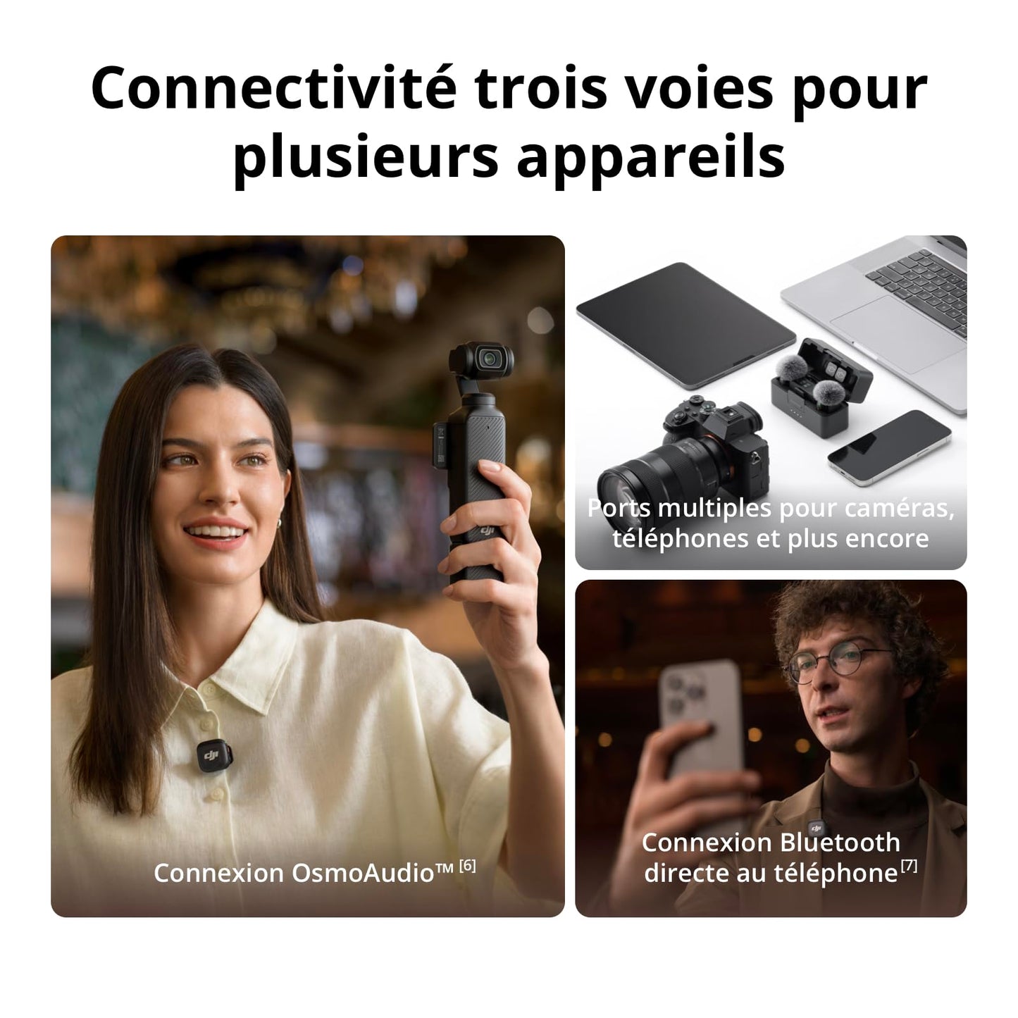 DJI Mic 3 (2 TX + 1 RX + Boîtier de Recharge), Microphone sans Fil