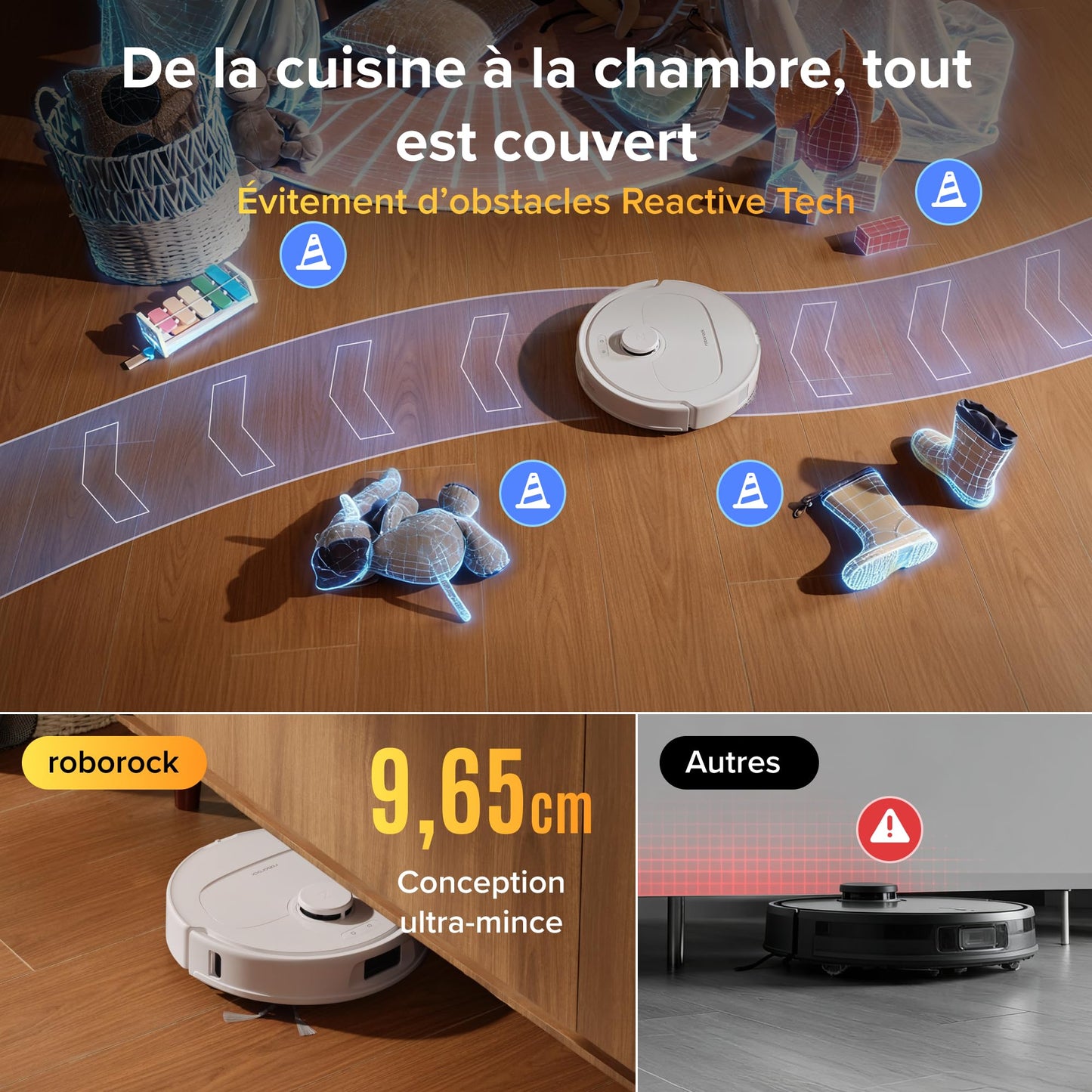 roborock Qrevo S Pro Set Robot Aspirateur Laveur, Anti-enchevêtrements