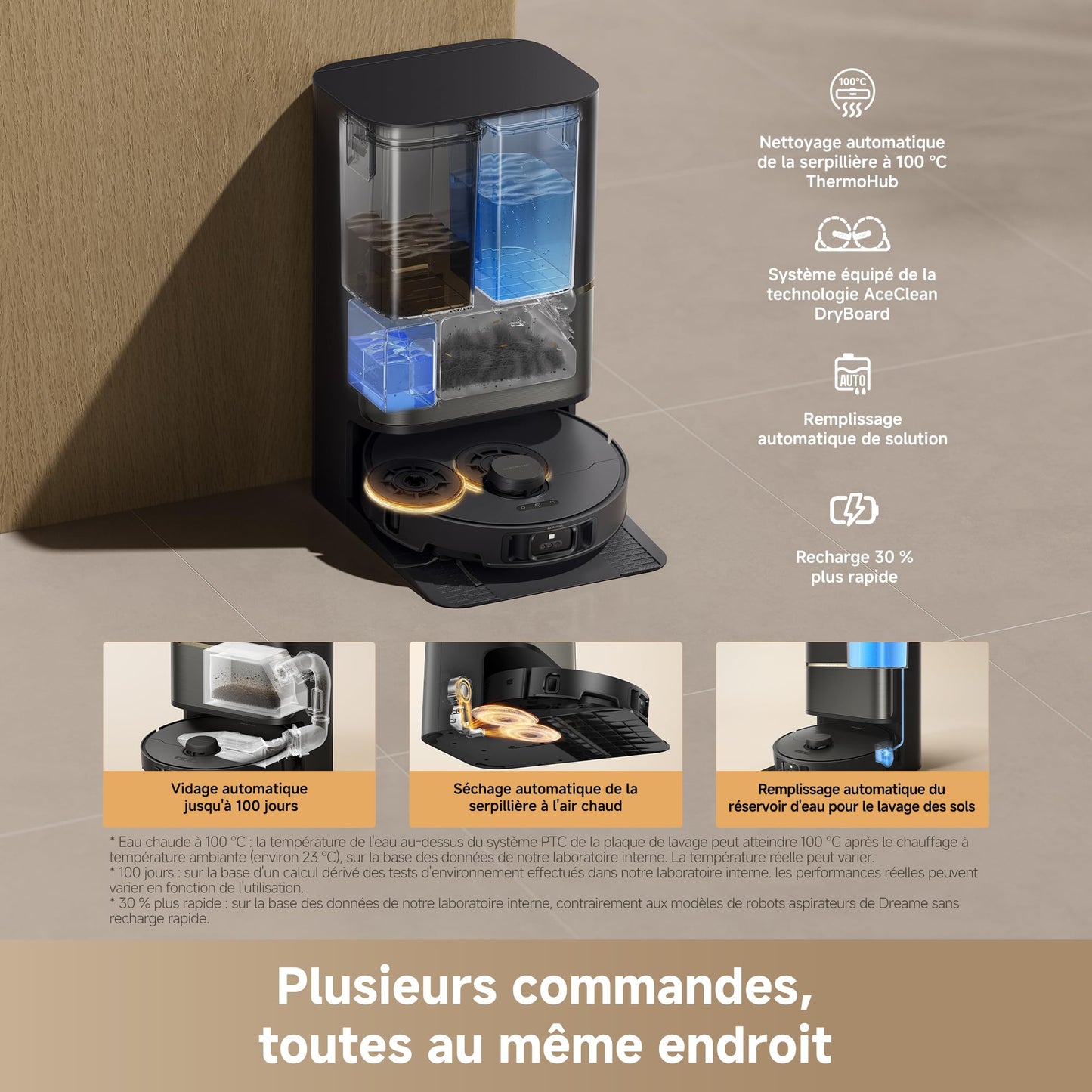 dreame L50s Pro Ultra Robot Aspirateur Laveur, Auto-Nett serpillère 100 °C