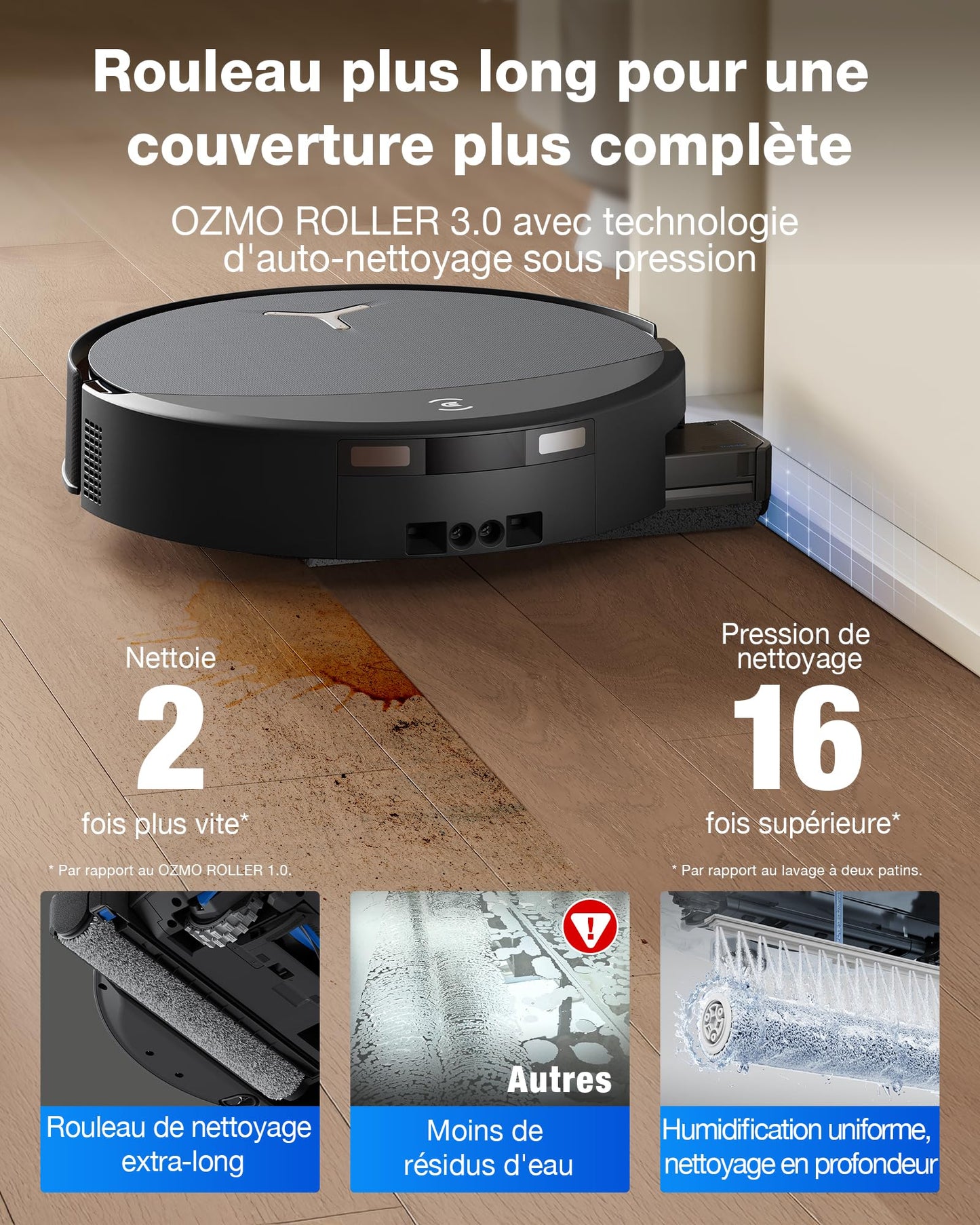 ECOVACS T90 Pro Omni Robot Aspirateur Laveur 30000Pa Blast PowerBoost