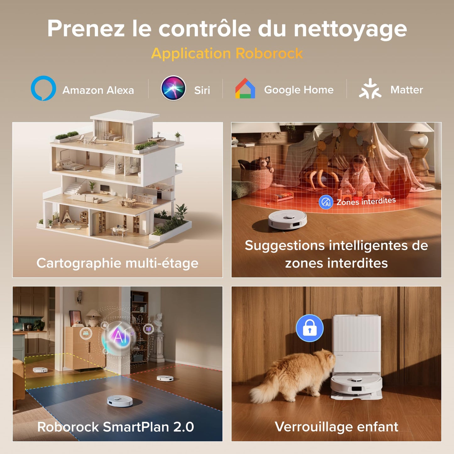 roborock Qrevo S Pro Set Robot Aspirateur Laveur, Anti-enchevêtrements