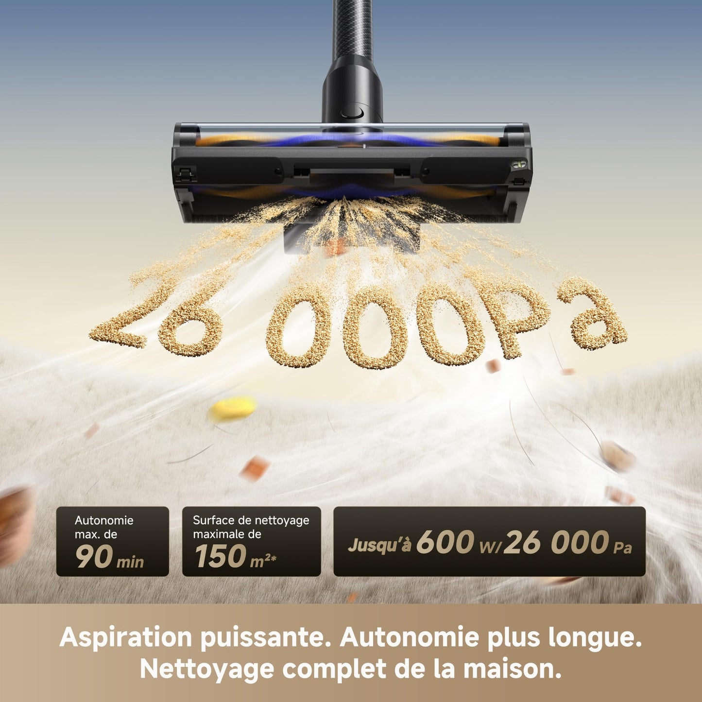 dreame R20 Pro-A Aspirateur Balai sans Fil, 26 000 PA/200AW,Papliable à 90°