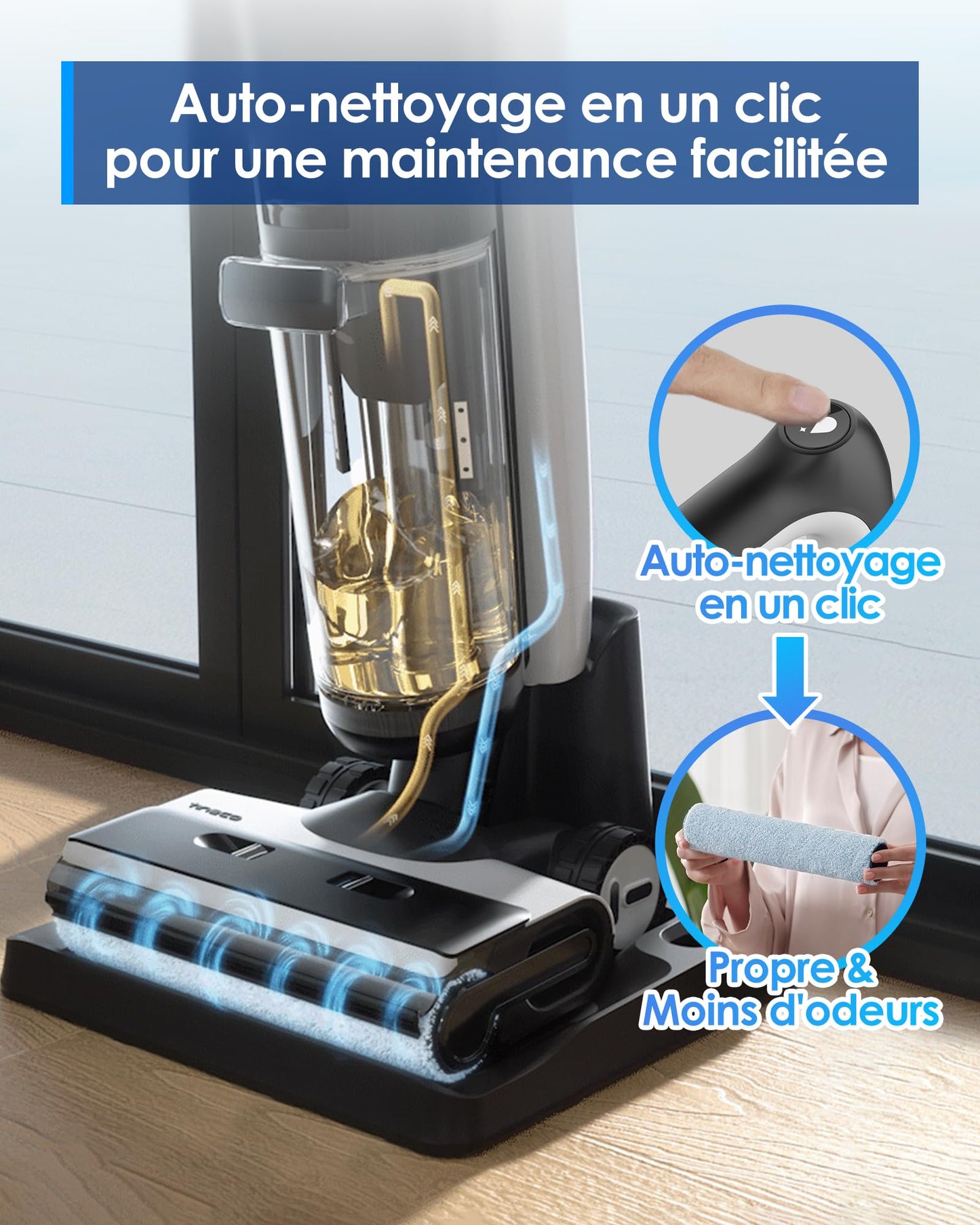 Tineco Floor One S7 Pro Aspirateur Laveur, SmoothPower, Éclairage LED