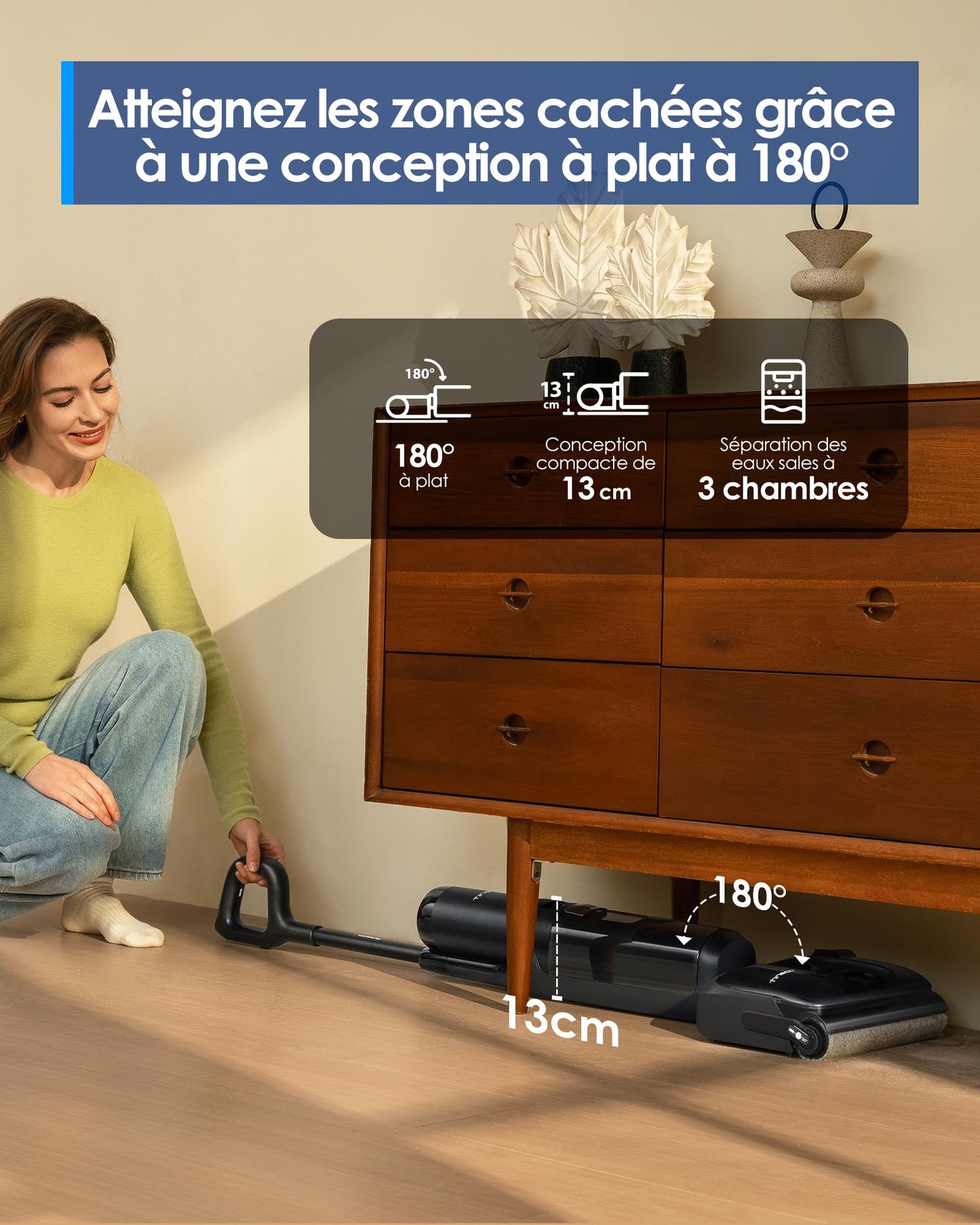 Tineco Floor One S7 Stretch Ultra Aspirateur Laveur 50 Min 21KPa DualBlock